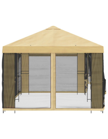 Gazebo con pareti laterali 6 x 3 m Crema Poliestere e Acciaio