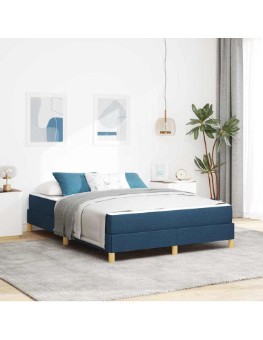 Letto a molle con materasso Blu 140 x 200 cm Tessuto