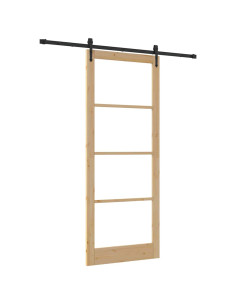 Porta scorrevole Naturale e Nero 93 x 232 cm 2