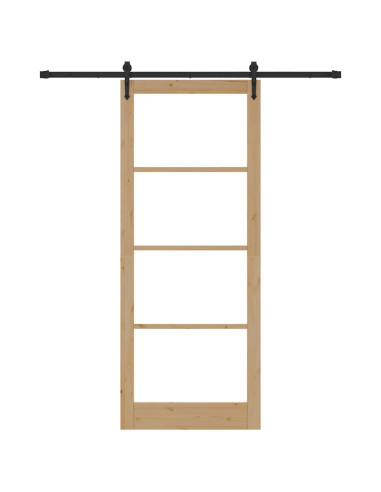 Porta scorrevole Naturale e Nero 93 x 232 cm