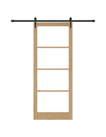 Porta scorrevole Naturale e Nero 93 x 232 cm