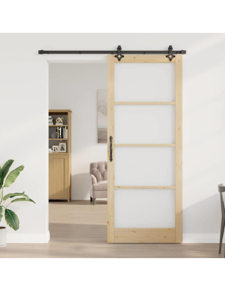 Porta scorrevole ORKDAL Naturale e Nero 93 x 232 cm