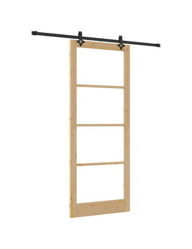 Porta scorrevole ORKDAL Naturale e Nero 93 x 232 cm