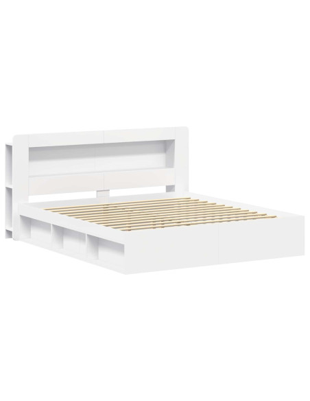 Telaio del letto con storage con testiera Bianco 180 x 200 cm