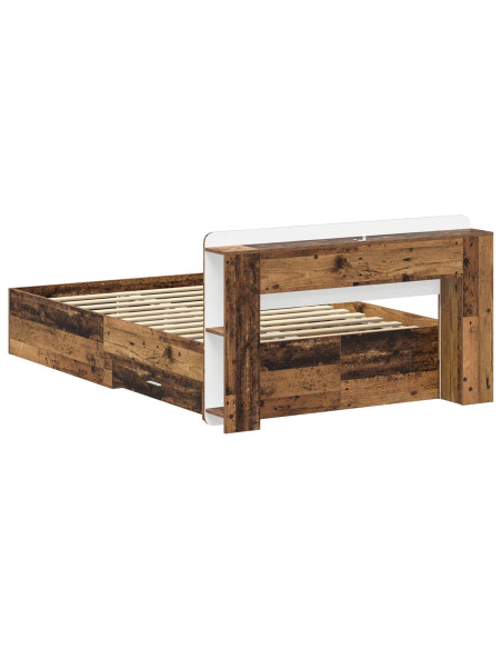 Telaio del letto con storage Legno antico 120 x 190 cm