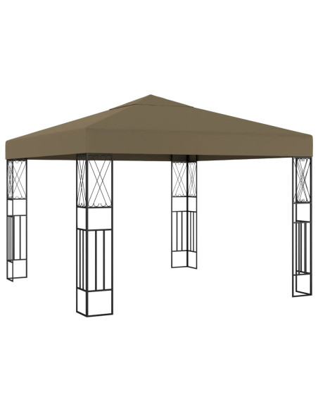 Gazebo con Luci a Stringa LED 3x3 m in Tessuto Grigio Talpa
