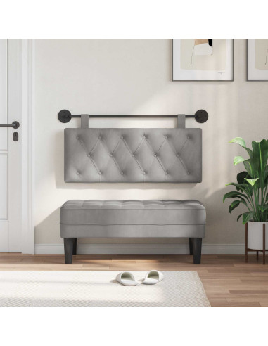 Testata appesa Grigio chiaro 110 x 55 x 7 cm Velluto