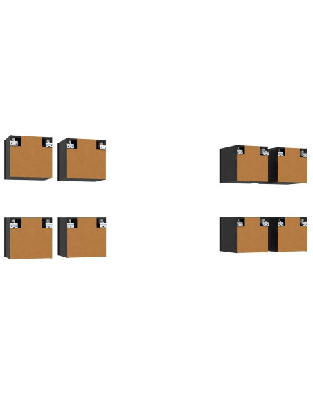 Mobile TV da parete 8 pcs Rovere Nero 30,5 x 30 x 30 cm