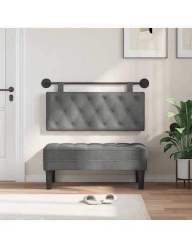 Testata appesa Grigio scuro 110 x 55 x 7 cm Velluto