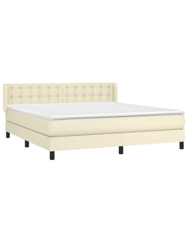 Giroletto a Molle con Materasso Crema 160x200 cm in Similpelle