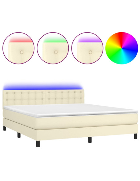 Giroletto a Molle con Materasso e LED Crema 160x200 cm