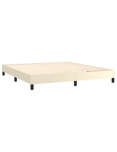 Giroletto a Molle con Materasso e LED Crema 160x200 cm