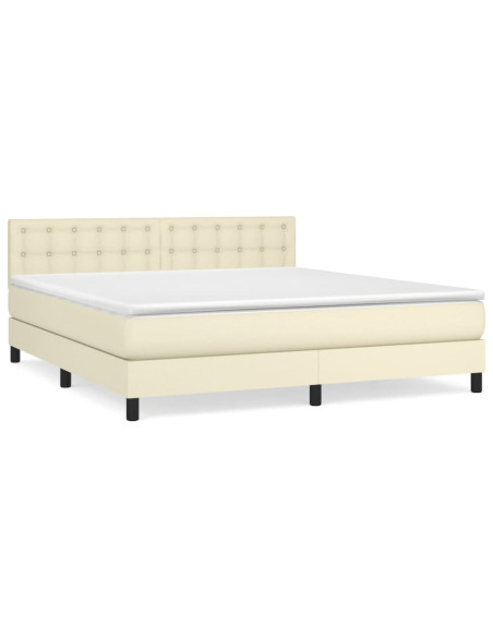 Giroletto a Molle con Materasso Crema 160x200 cm in Similpelle
