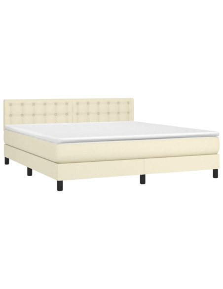 Giroletto a Molle con Materasso Crema 160x200 cm in Similpelle
