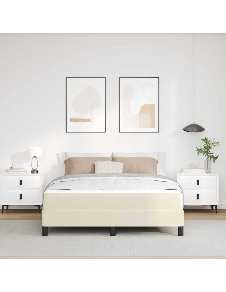 Struttura del letto con materasso Crema 160 x 200 cm Tessuto