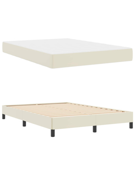 Struttura del letto con materasso Crema 160 x 200 cm Tessuto