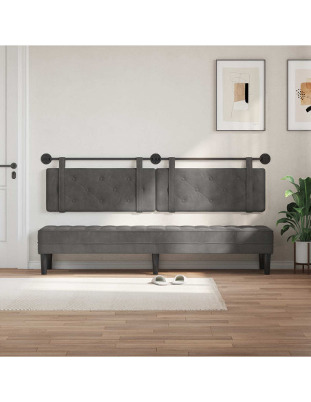 Testata appesa Grigio scuro 210 x 55 x 5 cm Velluto