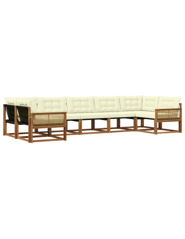 Set di divani da esterno con cuscino 7 pcs Naturale e Crema