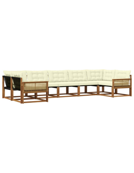 Set di divani da esterno con cuscino 7 pcs Naturale e Crema
