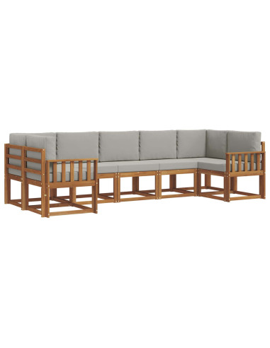 Set di divani con cuscino 7 pcs Grigio Naturale e Chiaro
