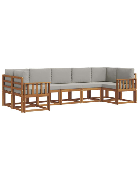 Set di divani con cuscino 7 pcs Grigio Naturale e Chiaro