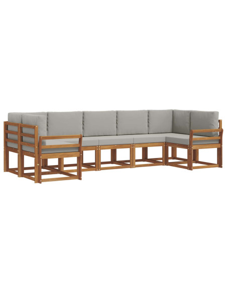 Set di divani con cuscino 7 pcs Grigio Naturale e Chiaro