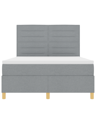 Letto a Sorgente LED Grigio chiaro 160 x 200 cm Tessuto
