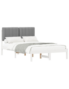 Letto con Testiera Rivestita Bianco e grigio chiaro 2