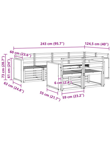 Set divano sezionale 6 pcs Naturale Legno di Acacia Massello