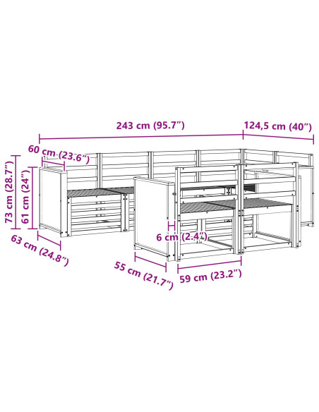 Set divano sezionale 6 pcs Naturale Legno di Acacia Massello