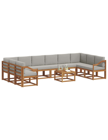 Set di divani con cuscino 11 pcs Grigio Naturale e Chiaro