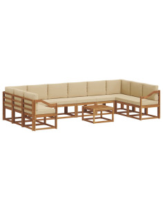 Set di divani con cuscino 11 pcs Naturale e Beige 2