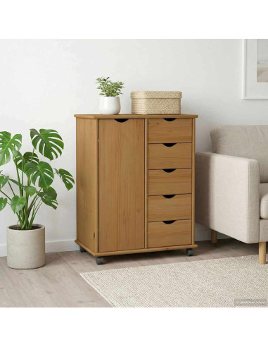 Mobile con Ruote con ruota Marrone miele 63,5 x 39 x 79 cm