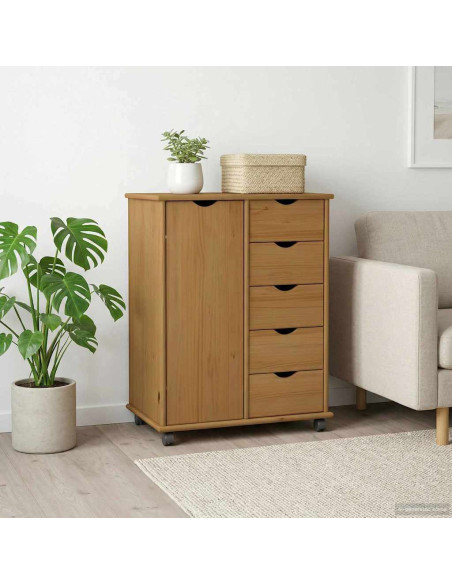 Mobile con Ruote con ruota Marrone miele 63,5 x 39 x 79 cm