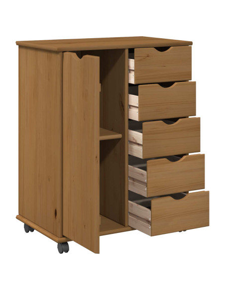 Mobile con Ruote con ruota Marrone miele 63,5 x 39 x 79 cm