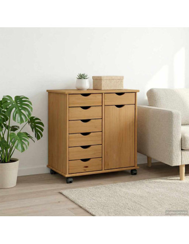 Mobile con Ruote con ruota Marrone miele 63,5 x 39 x 65,5 cm