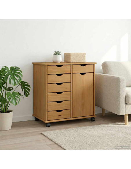 Mobile con Ruote con ruota Marrone miele 63,5 x 39 x 65,5 cm