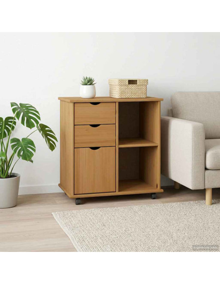 Mobile con Ruote con ruota Marrone miele 63,5 x 39 x 65,5 cm