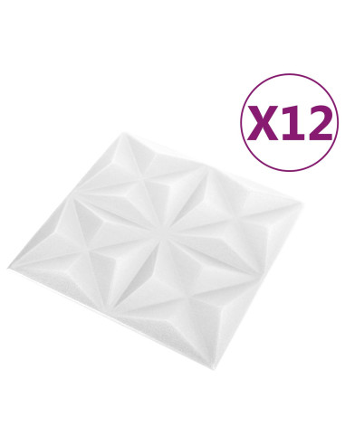 Pannelli da parete 12 pcs Bianco Origami 50 x 50 cm Schiuma XPS