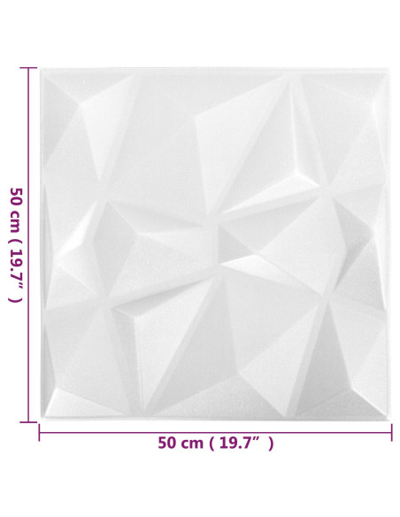 Pannelli da parete 12 pcs Bianco Origami 50 x 50 cm Schiuma XPS