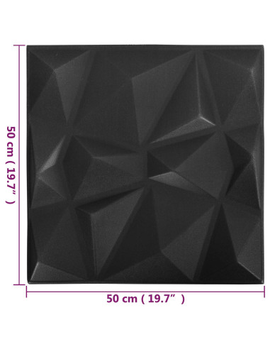 Pannelli da parete 48 pcs Nero Diamante 50 x 50 cm Schiuma XPS