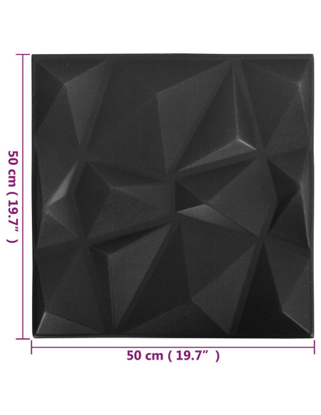 Pannelli da parete 12 pcs Origami Nero 50 x 50 cm Schiuma XPS