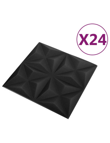 Pannelli da parete 24 pcs Origami Nero 50 x 50 cm Schiuma XPS
