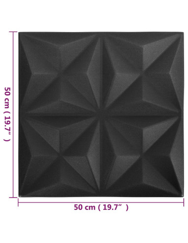 Pannelli da parete 24 pcs Origami Nero 50 x 50 cm Schiuma XPS