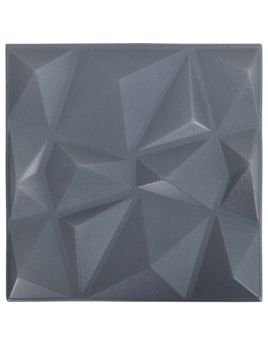 Pannelli da parete 12 pcs Grigio Diamante 50 x 50 cm