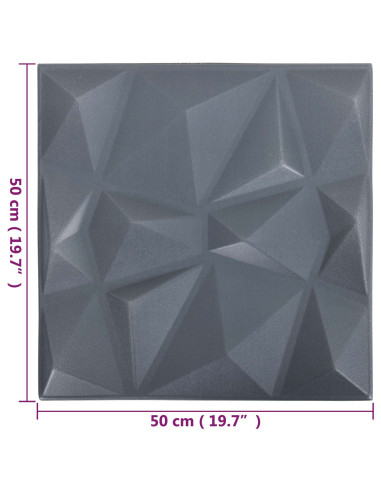 Pannelli da parete 48 pcs Grigio Diamante 50 x 50 cm