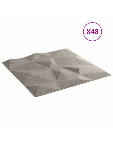 Pannelli da parete 48 pcs Grigio Cemento 50 x 50 cm Schiuma XPS
