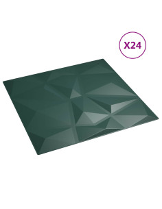 Pannelli da parete 24 pcs Verde 50 x 50 cm Schiuma XPS 2