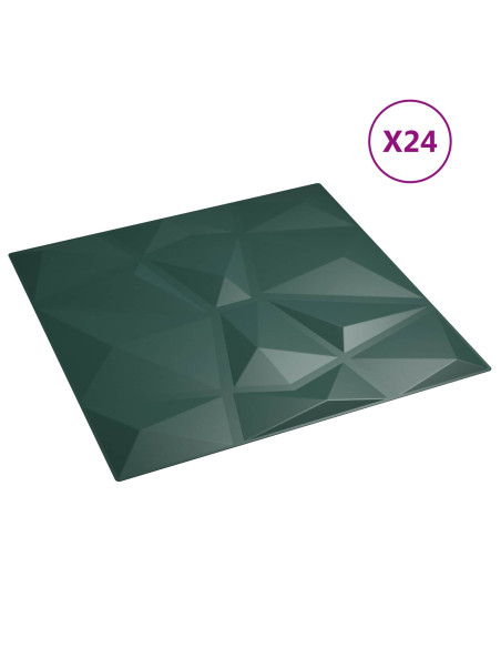 Pannelli da parete 24 pcs Verde 50 x 50 cm Schiuma XPS
