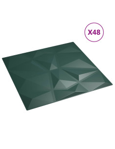 Pannelli da parete 48 pcs Verde 50 x 50 cm Schiuma XPS 2